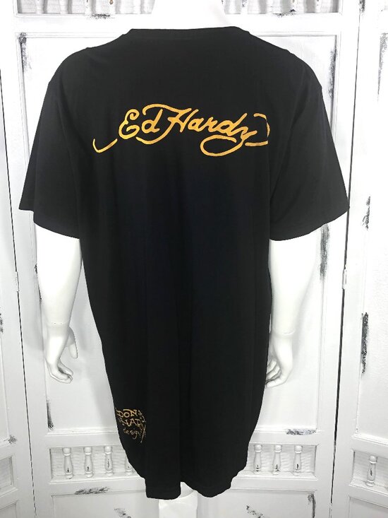 Ed Hardy Designs Mens T Shirt Black Skull Poker Dice Money Size 3XL - Picture 8 of 12